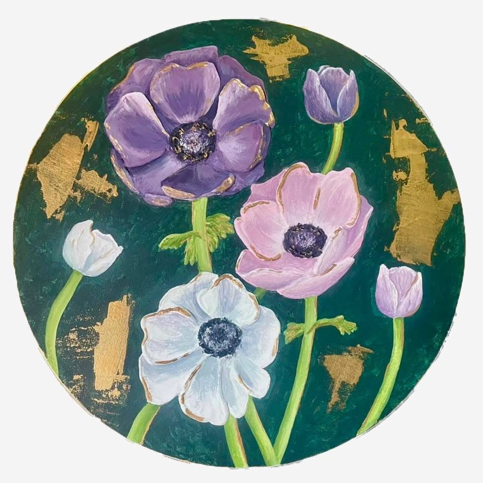 Pintura floral texturizada original